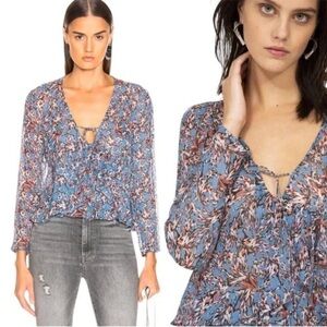 IRO‎ Gosh floral print Ruffle Tie Blouse 36 / small
